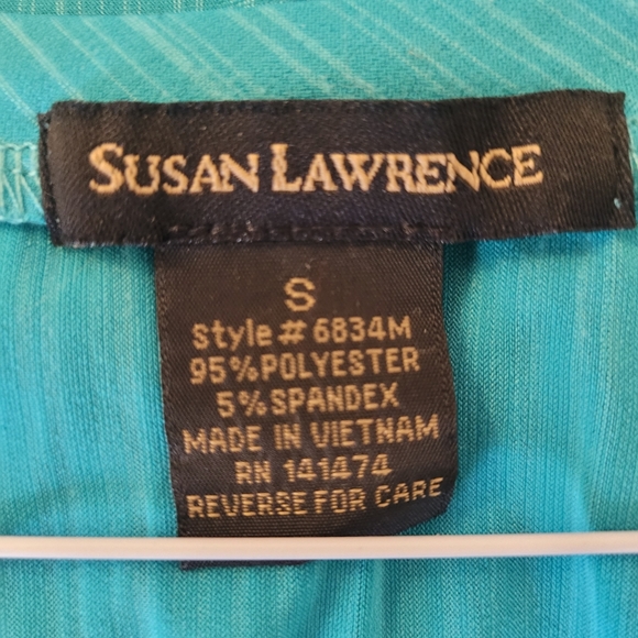 susan lawrence blue striped babydoll vneck tank top - Picture 4 of 4